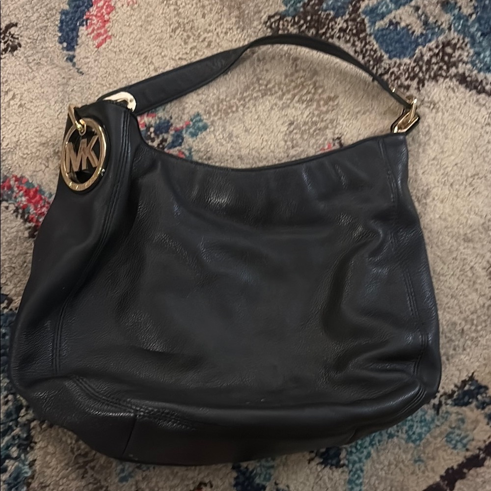 MICHAEL Michael Kors Black Hobo with Gold Details